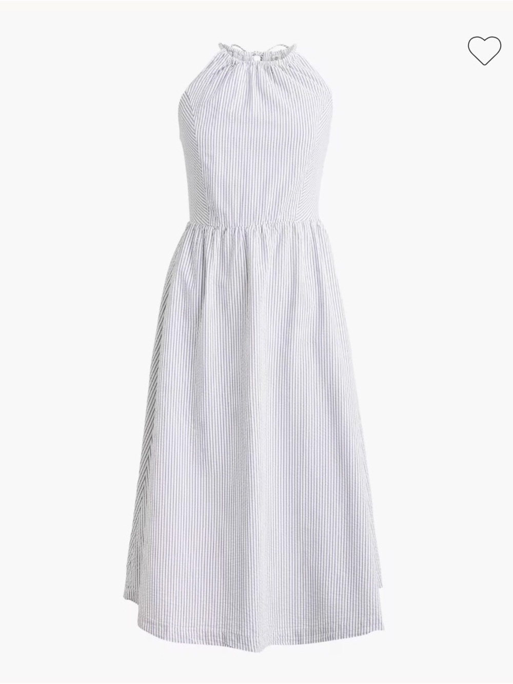 J. Crew Factory Blue and White Striped Halter-Seamed Midi Dress